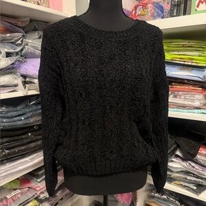 Elegant Black Cable Knit Sweater